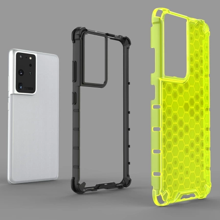 HURTEL ETUI PANCERNE DO SAMSUNG GALAXY S22 ULTRA HONEYCOMB Z ŻELOWĄ RAMKĄ