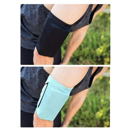 Elastyczny materiałowy armband opaska na ramię do biegania fitness S zielona
