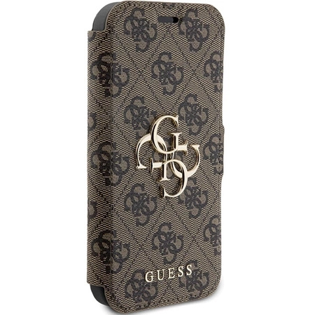 Etui Guess 4G Metal Logo na iPhone 15 Pro - brązowe