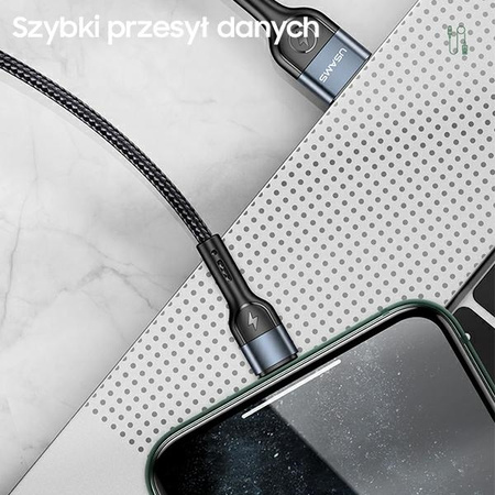 USAMS KABEL PLECIONY DO LIGHTNING IPHONE 12 13 14 1M SZYBKI PRZESYŁ DANYCH