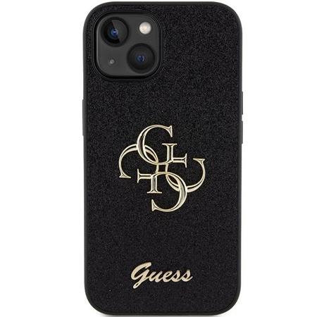 Etui Guess Glitter Script Big 4G na iPhone 15 - czarne