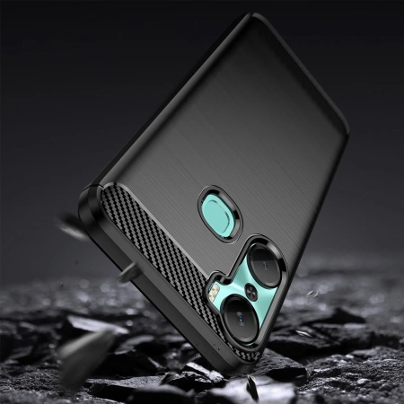 Carbon Case etui do Infinix Hot 12 Pro elastyczny silikonowy karbonowy pokrowiec czarne