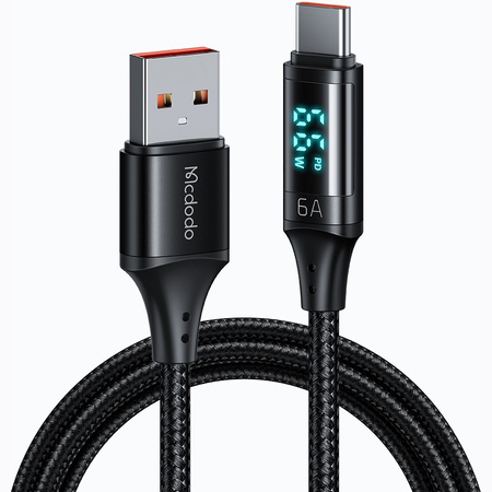 MCDODO KABEL Z WYŚWIETLACZEM USB-C SZYBKIE ŁADOWANIE USB TYP C 5A 66W 1M