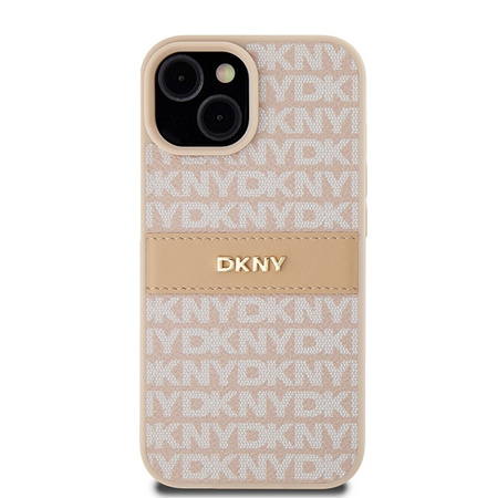 DKNY ETUI HARDCASE DO IPHONE 15 PLUS 14 PLUS 6.7 LEATHER MONO STRIPE Z LOGO