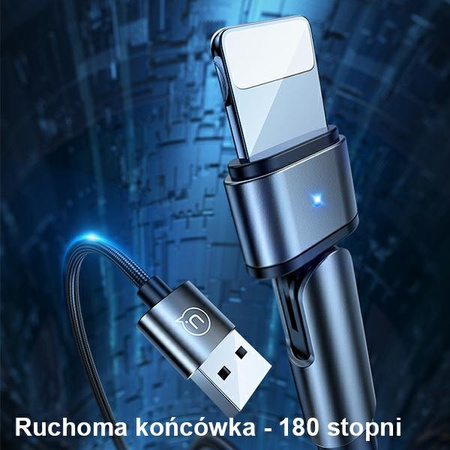 USAMS KABEL PLECIONY DO LIGHTNING IPHONE 12 13 14 1M Z GUMOWYM WYKOŃCZENIEM