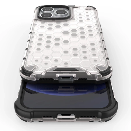 HURTEL ETUI HONEYCOMB PANCERNE DO IPHONE 13 PRO Z ŻELOWĄ RAMKĄ WYTRZYMAŁE