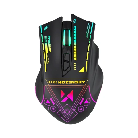 Mysz bezprzewodowa Wozinsky WMGB-3200 gamingowa optyczna z wbudowanym akumulatorem 3200 DPI z oświetleniem RGB - czarna