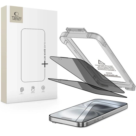 TECH-PROTECT SZKŁO PRYWATYZUJĄCE QUICK SET SPY+ DO IPHONE 15 16 2-PACK