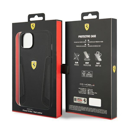 Ferrari FEHCP14SRBUK iPhone 14 6,1" czarny/black hardcase Leather Stamp Sides