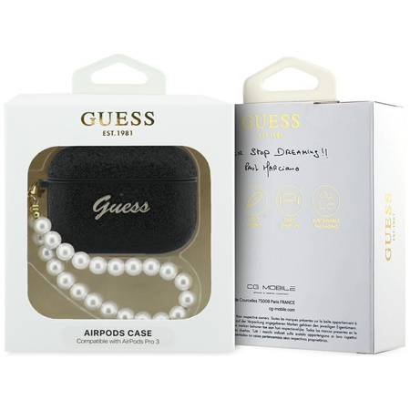 Etui Guess Glitter Pearl Strap do        AirPods Pro 3 czarny