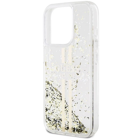 Etui Guess Liquid Glitter Gold Stripes na iPhone 15 Pro Max - przezroczyste