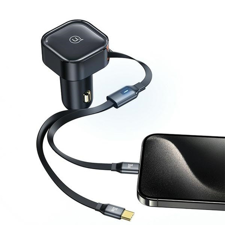 USAMS ŁADOWARKA SAMOCHODOWA ZWIJANY KABEL 2XUSB-C 30W PD DO IPHONE 12 13 14
