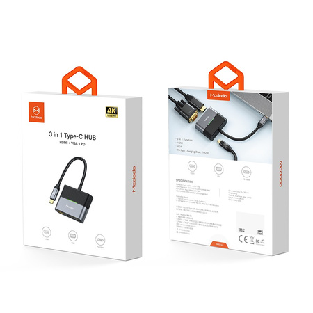 Adapter do telefonu Mcdodo  Przejœciówka USB-C do VGA + HDMI 4K