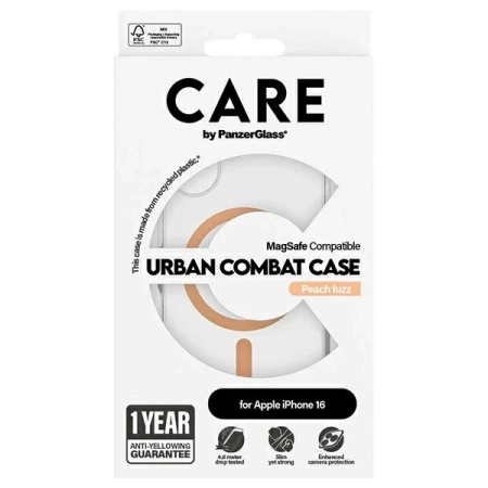 Etui CARE by PanzerGlass Flagship Case z MagSafe na iPhone 16 - pomarańczowe