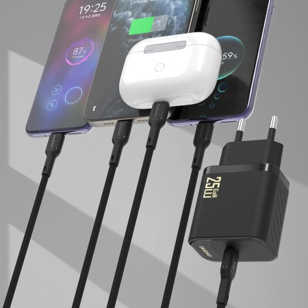 Ładowarka sieciowa Dudao A27CEU PD 25W GaN SB-C z kablem USB-C - czarna
