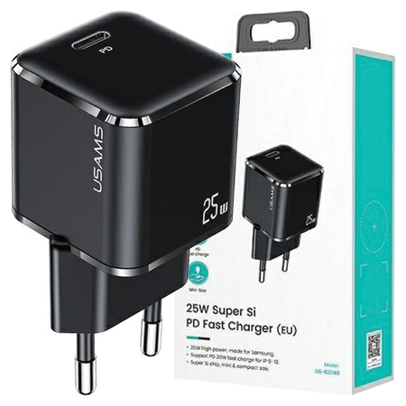 USAMS ŁADOWARKA SIECIOWA 1xUSB-C 25W DO APPLE IPHONE 12 13 14 FAST CHARGING