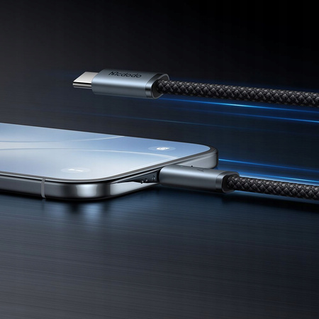 MCDODO KABEL USB-C USB-C SZYBKIE ŁADOWANIE USB TYP C 240W 2M LED CZARNY