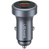 Ładowarka samochodowa USAMS CC327        Aluminium 45W USB-A USB-C tarnish