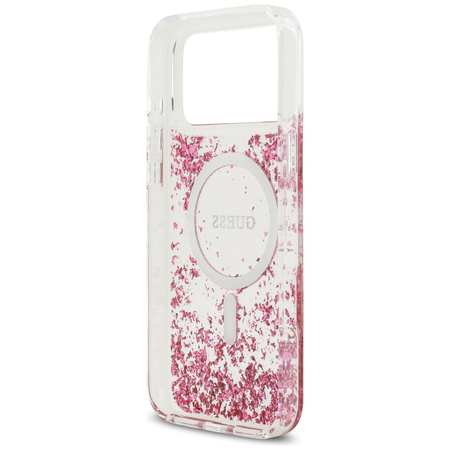 Etui Guess Resin Bottom Glitter MagSafe  do iPhone 17 Pro Max różowy