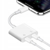 Przejściówka do telefonu Co2, kabel adapter złącze 2x do iPhone, Słuchawki + ładowanie, biała