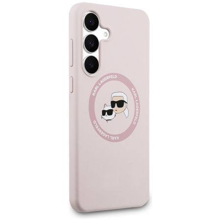 Etui Karl Lagerfeld Silicone             Karl&Choupette Heads MagSafe do Samsung Galaxy S25 FE różowy