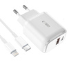 TECH-PROTECT C20W ŁADOWARKA 2-PORTOWA PD20W DO LIGHTNING Z KABLEM DO IPHONE