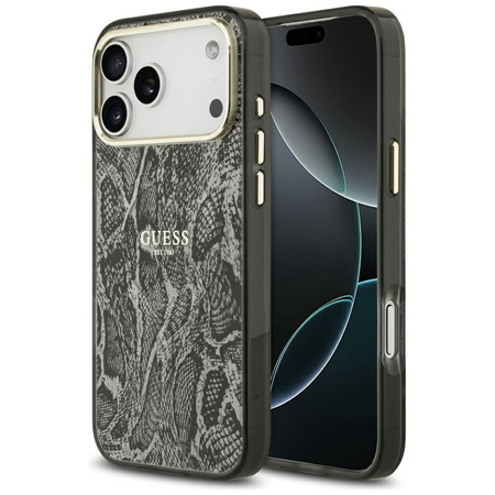 Etui Guess Python Pattern MagSafe do iPhone 17 Pro Max czarny