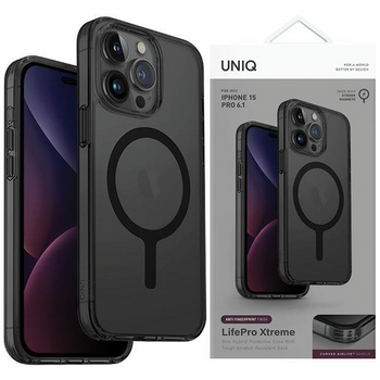 UNIQ etui LifePro Xtreme iPhone 15 Pro Max 6.7" Magclick Charging szary/frost smoke