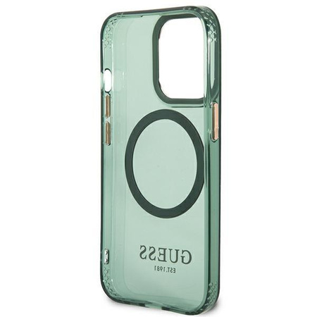 Guess GUHMP13LHTCMA iPhone 13 Pro / 13 6,1" zielony/khaki hard case Gold Outline Translucent MagSafe