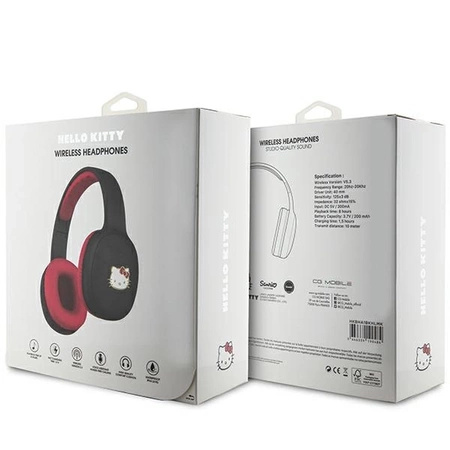 Słuchawki nauszne Bluetooth Hello Kitty Metal Logo - czarne