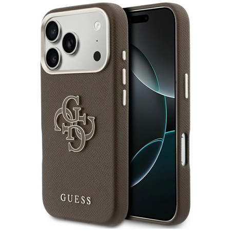 Etui Guess FW Resin Logo do iPhone 17 Pro brązowy