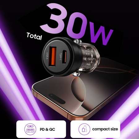 TECH-PROTECT ŁADOWARKA SAMOCHODOWA 2-PORTOWA PD30W QC3.0 DO TELEFONÓW
