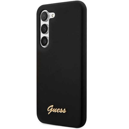 Etui Guess GUHCS23MSLSMK S23+ S916 - czarne Silicone Vintage Gold Logo