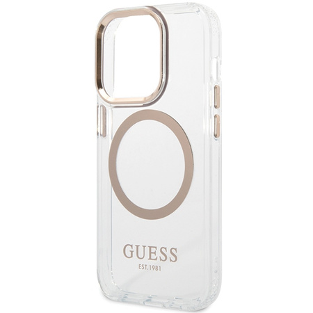 GUESS POKROWIEC HARD CASE DO IPHONE 15 14 13 Z RAMKĄ METALOWĄ DO MAGSAFE