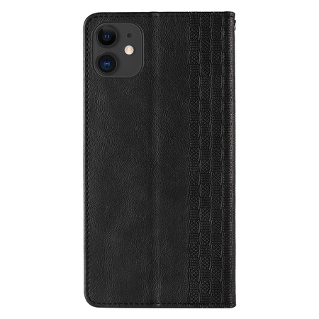 Magnet Strap Case etui do Samsung Galaxy A12 5G pokrowiec portfel + mini smycz zawieszka czarny