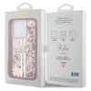 Etui Guess Liquid Glitter Gold Stripes na iPhone 15 Pro - różowe