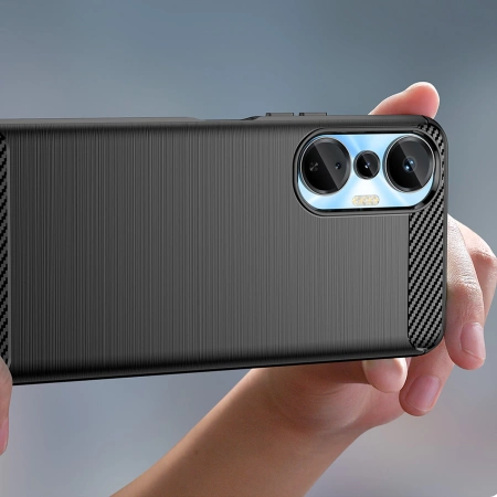 Carbon Case etui do Infinix Hot 20S elastyczny silikonowy karbonowy pokrowiec czarne