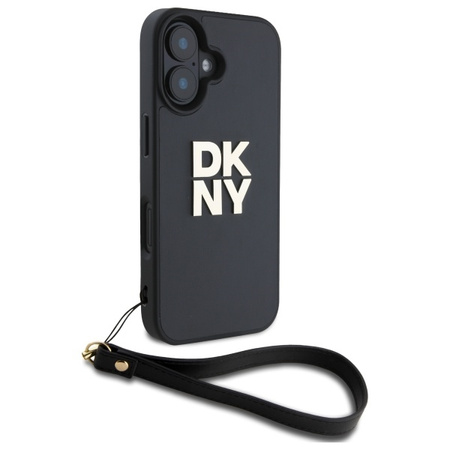 DKNY ETUI HARDCASE DO IPHONE 16 6.1 Z PASKIEM NA RĘKĘ I DESIGNERSKIM LOGO