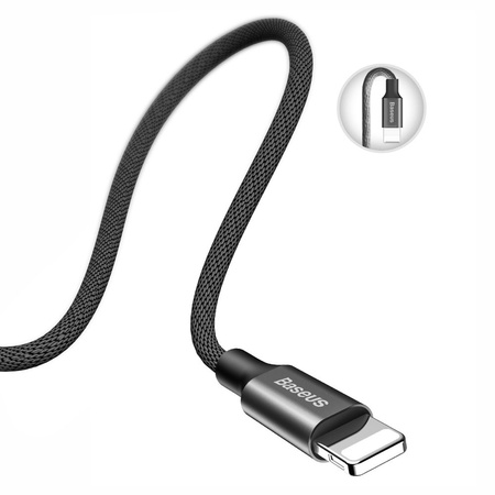 Baseus Yiven kabel przewód w materiałowym oplocie USB / Lightning 1,8M czarny (CALYW-A01)