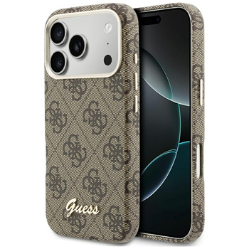 Etui Guess 4G Script MagSafe do iPhone   17 Pro brązowy