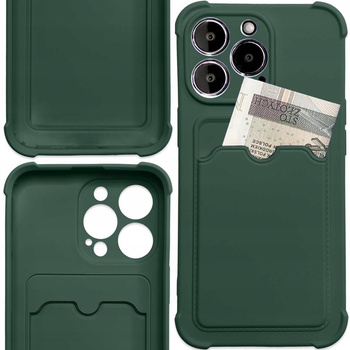 Card Armor Case etui pokrowiec do Samsung Galaxy A22 4G portfel na kartę silikonowe pancerne etui Air Bag zielony