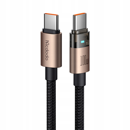 MCDODO KABEL USB-C SZYBKIE ŁADOWANIE USB TYP C 5A 100W 1M LED ZŁOTY