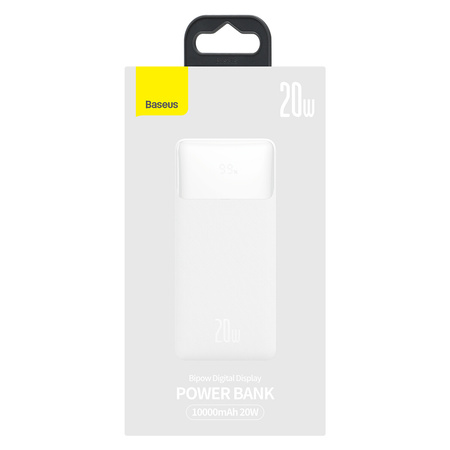 Baseus Bipow powerbank z szybkim ładowaniem 10000mAh 20W biały (Overseas Edition) + kabel USB-A - Micro USB 0.25m biały (PPBD050502)