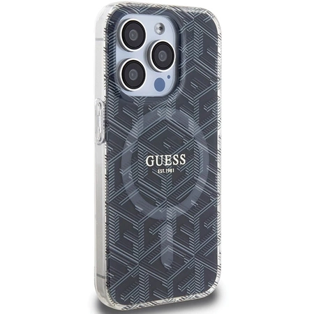 Etui Guess IML GCube MagSafe na iPhone 15 Pro Max - czarne