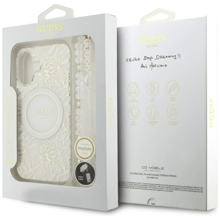 GUESS ETUI IML FLOWERS ELECTRO PEARL STRAP DO MAGSAFE IPHONE 17