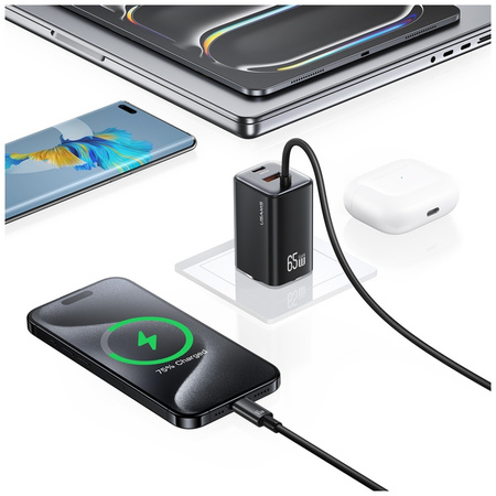 USAMS ŁADOWARKA SIECIOWA 65W DO IPHONE 12 13 14 15 2xUSB-C SZYBKA ŁADOWANIE