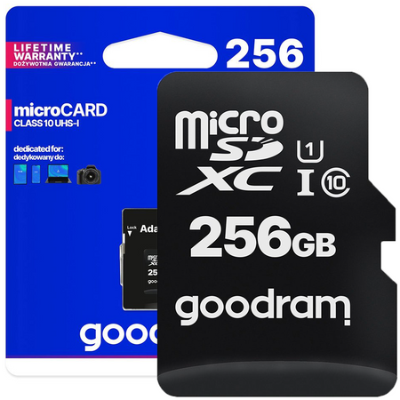 Goodram Microcard 256 GB karta pamięci micro SD XC UHS-I class 10, adapter SD (M1AA-2560R12)