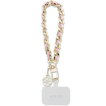 Etui Guess GUOUCHSAMC4P Universal Hand Strap - różowe Saffiano Chain 4G Charm