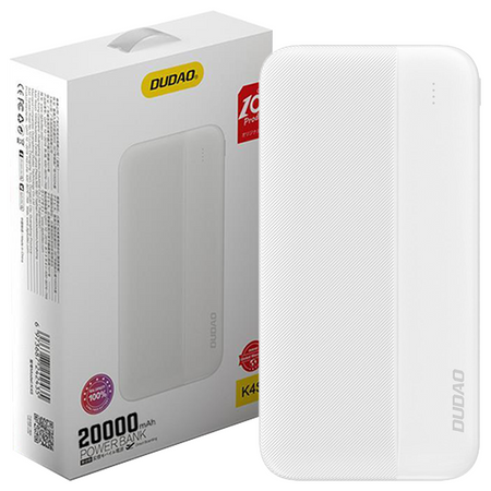Dudao powerbank 20000mAh 2xUSB-A 10W biały (K4S+)