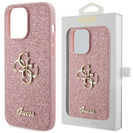 Guess GUHCP15LHG4SGP iPhone 15 Pro 6.1" różowy/pink hardcase Glitter Script Big 4G